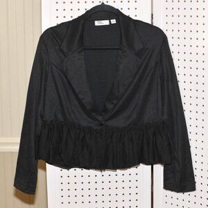 JW Petite Large PL Black Cropped Ruffle Peplum Hem Suit Blazer Jacket NWT